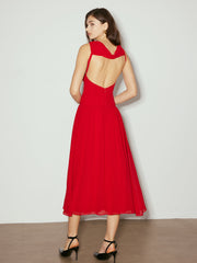 Backless Sleeveless Chiffon Panel Dress