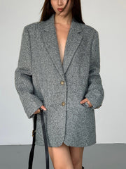 Tweed Long Blazer Without Belt