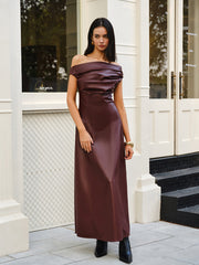 Ruched Faux Leather Strapless Dress