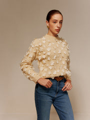 Floral-Decor Short Sweater