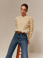 Floral-Decor Short Sweater