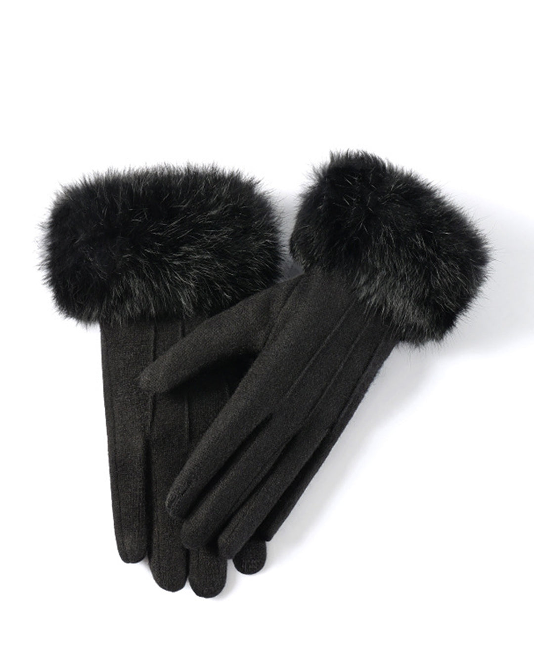 Rabbit Fur Wrist Cashmere Gloves