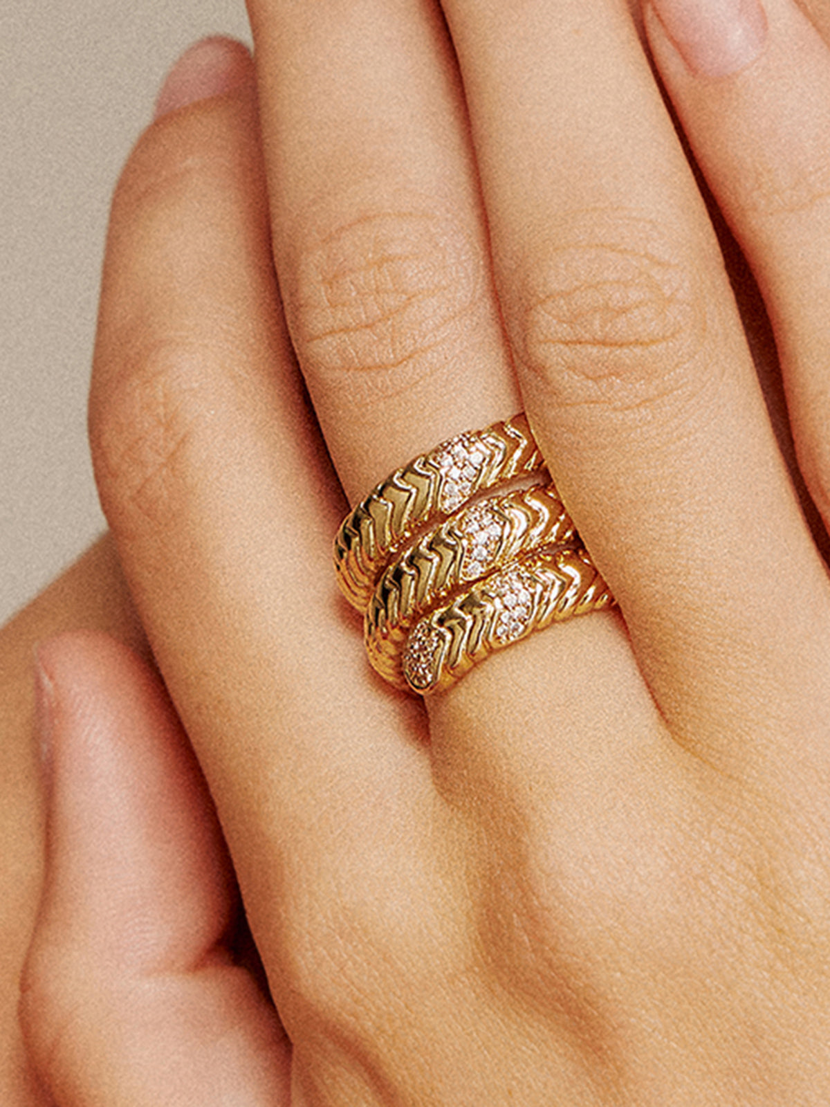 Triple-Layer Snake Spiral Ring