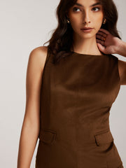 Back-Zipper Suede Tank Blouse