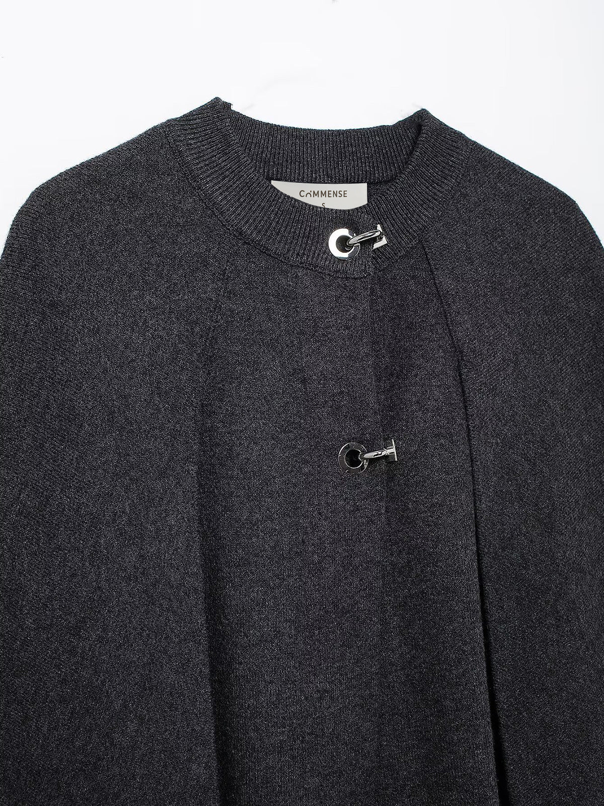 Metal-Detail Cloak Knit Outerwear