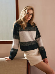 Color Block Pullover Short Sweater