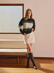 Color Block Pullover Short Sweater