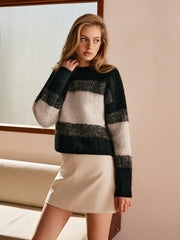 Color Block Pullover Short Sweater