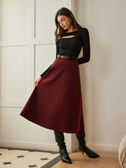 Umbrella Shape Belted Skirt