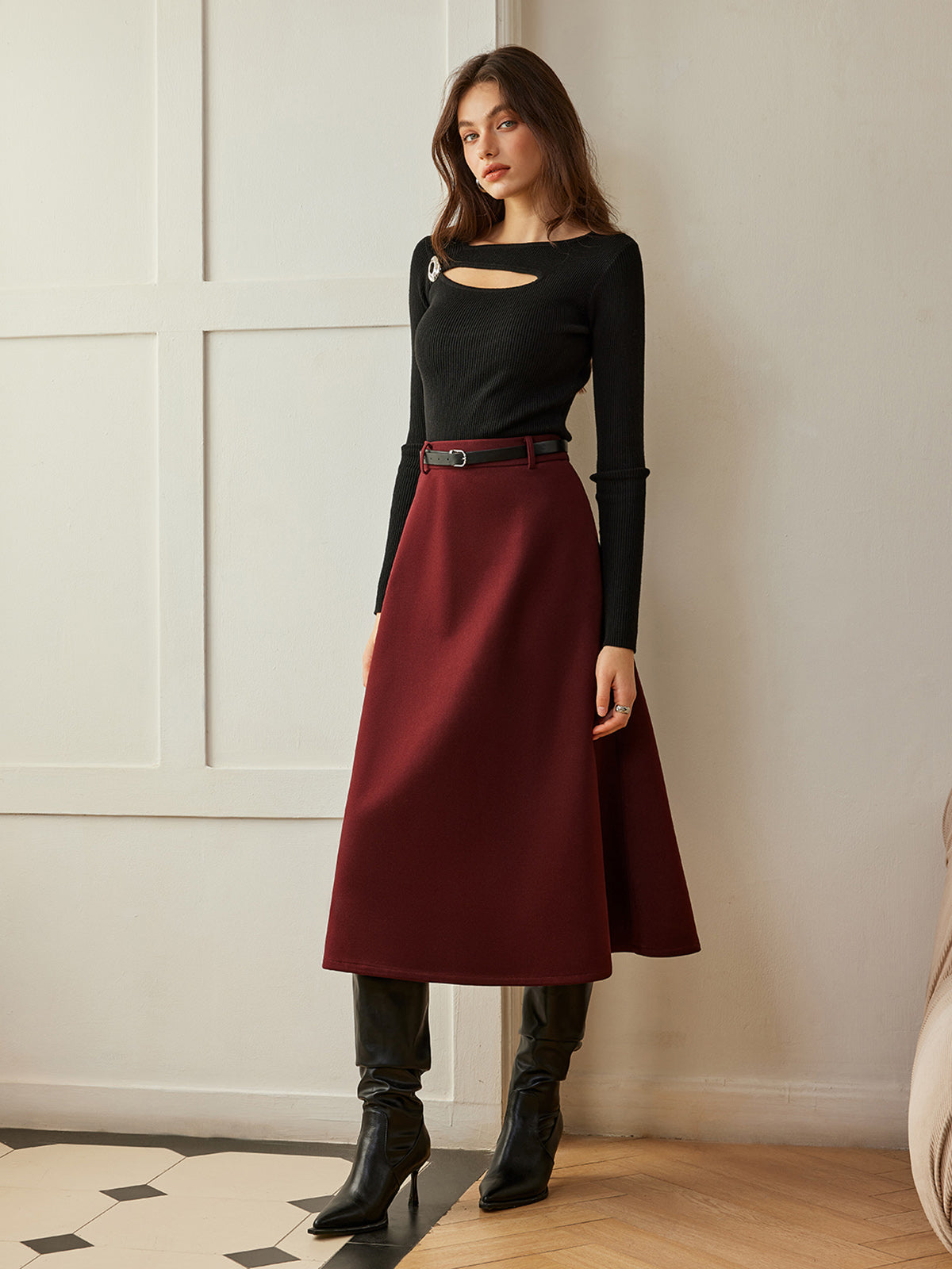 Wool-Blend Skinny Knit Top