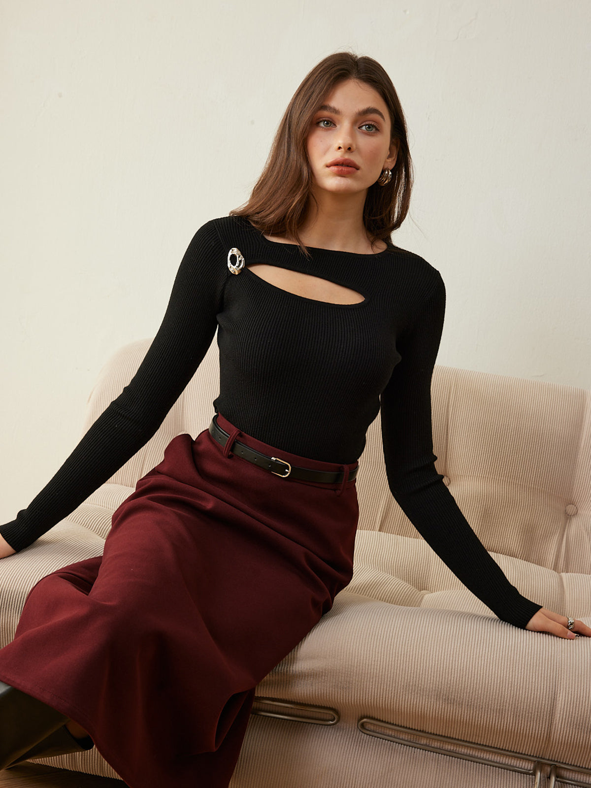 Wool-Blend Skinny Knit Top