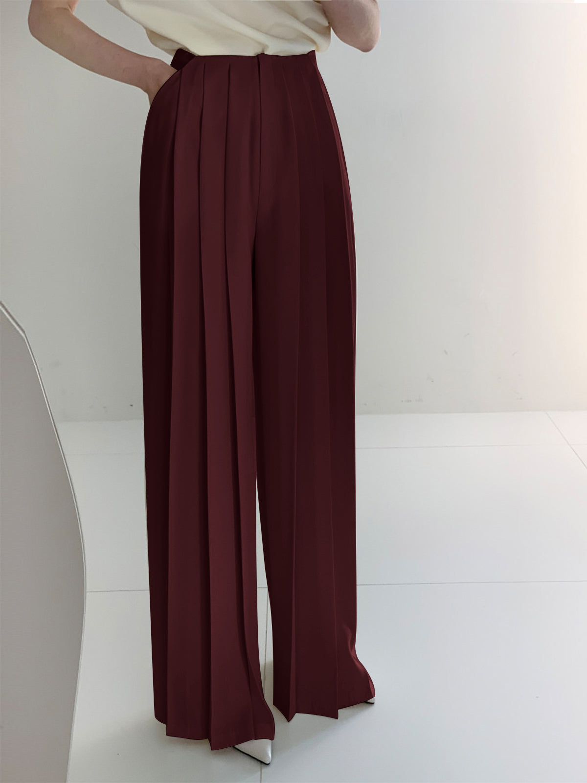 Pleated High Waist Wide Leg Pants