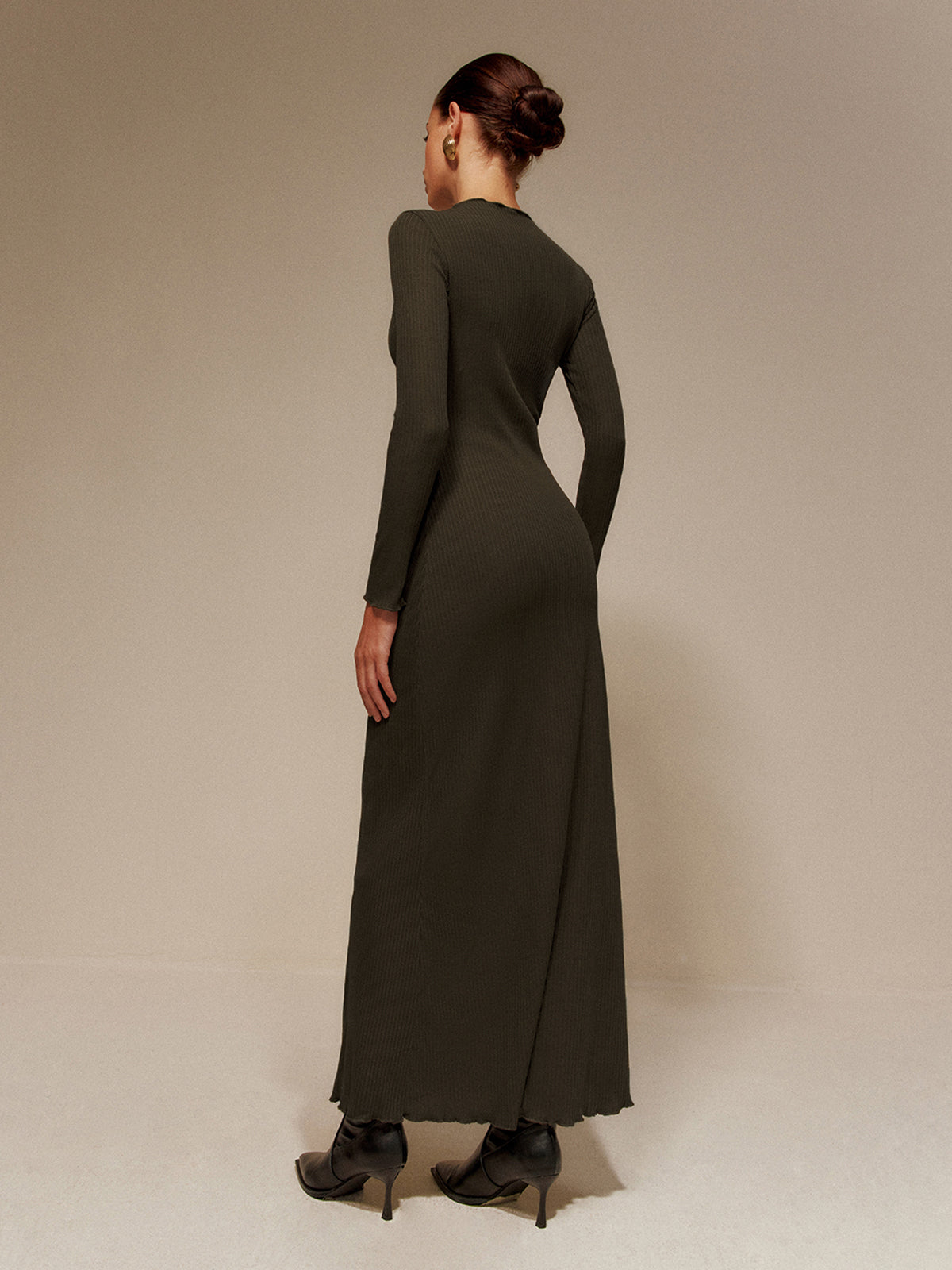 Lettuce Trim Sweater Long Dress Without Belt