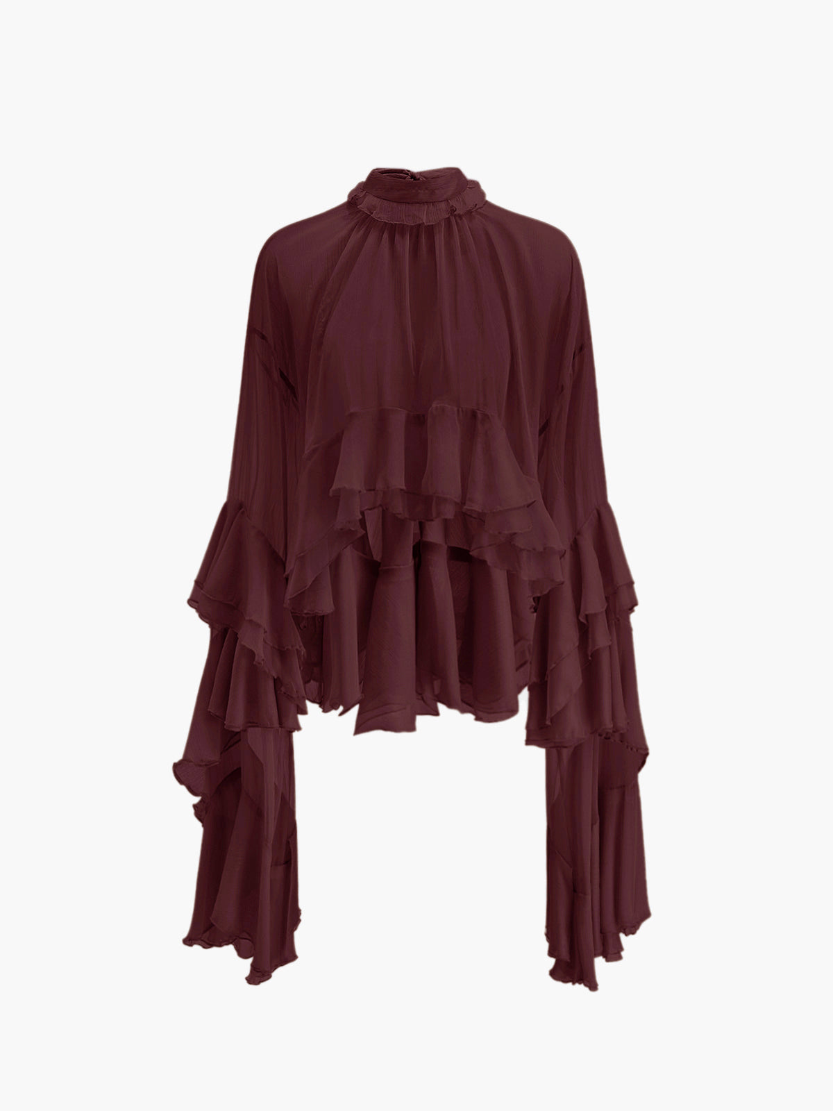 Turtleneck Ruffle Chiffon Shirt