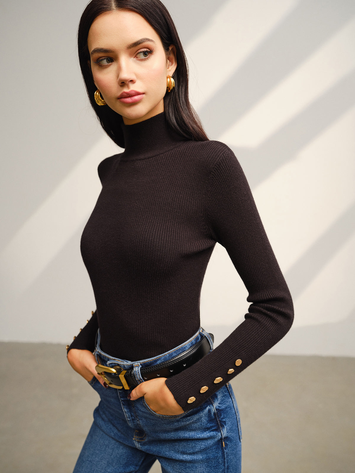 Versatile Mock Neck Skinny Sweater