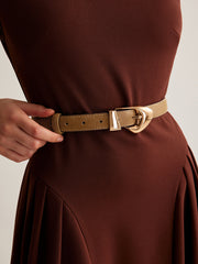 Versatile Buckle Slim Leather Belt