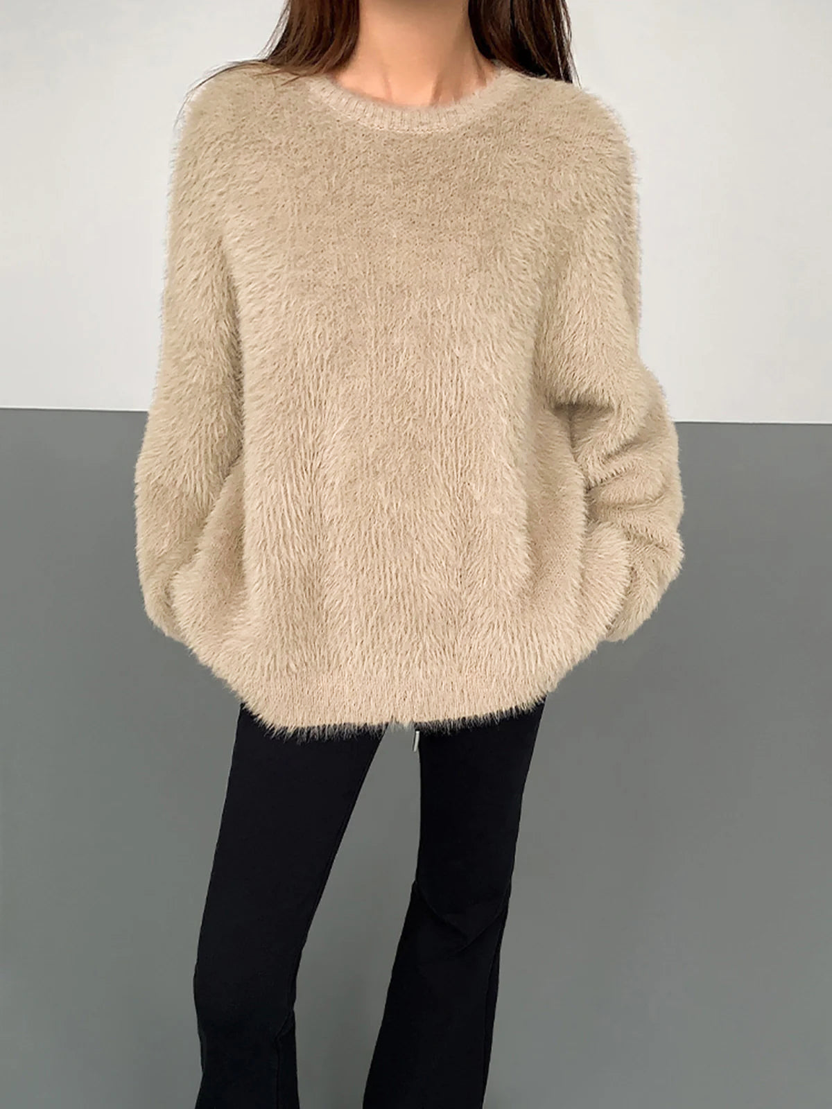 Minimalist Fuzzy Pullover Sweater