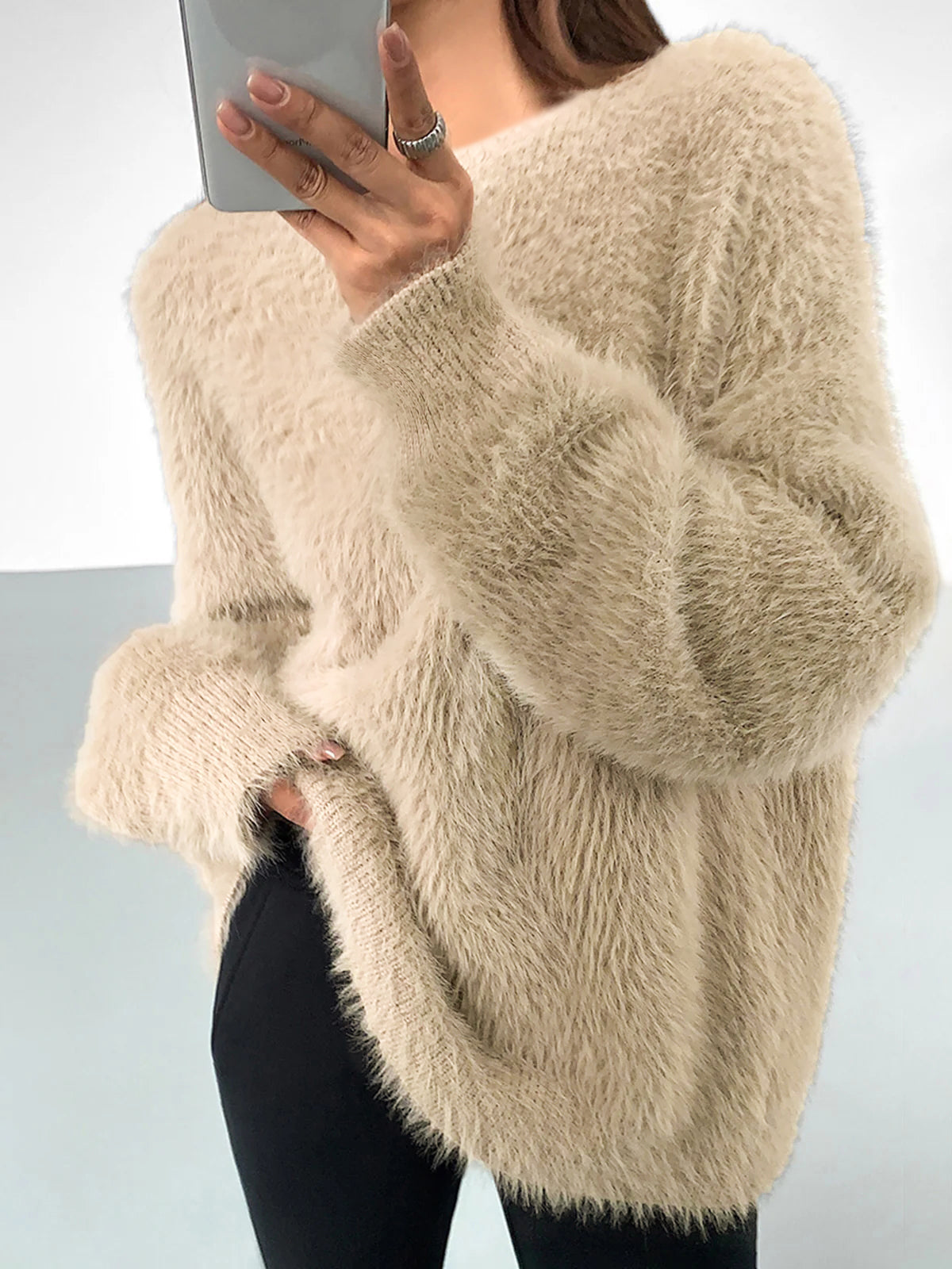 Minimalist Fuzzy Pullover Sweater