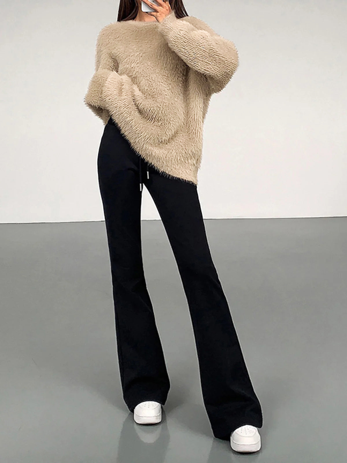 Minimalist Fuzzy Pullover Sweater