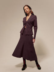 Wool-Blend Plain Sweater Skirt