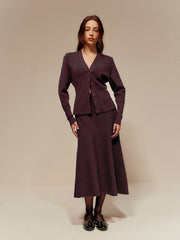 Wool-Blend Plain Sweater Skirt