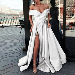 One shoulder strapless waist solid color dress