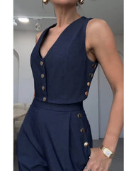 2024ss sexy deep V vest + casual pants suit