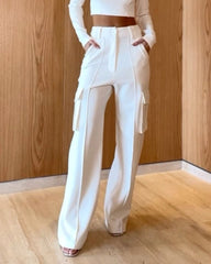 Casual Solid Color Top & Pants Two-piece Set