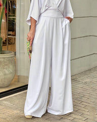 Casual Solid Color V-Neck Jumpsuit