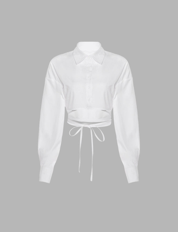 White Tie Crop Blouse