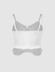 White Bow Lace Cross Tie Corset Cami Top