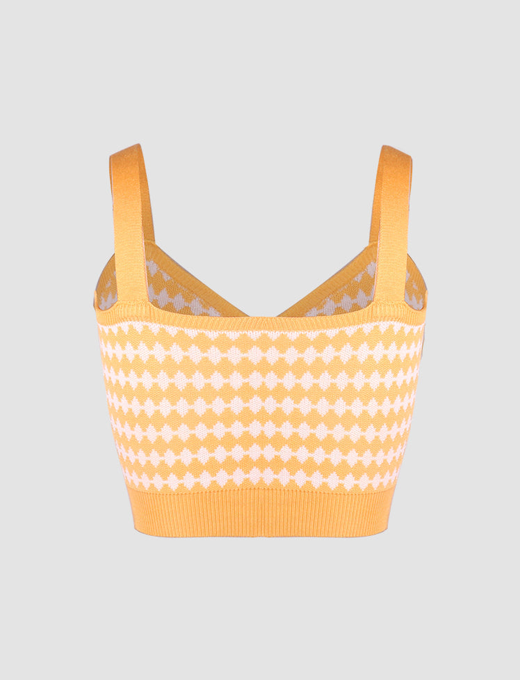 Yellow Drawstring Knitted Tube Top