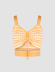 Yellow Drawstring Knitted Tube Top