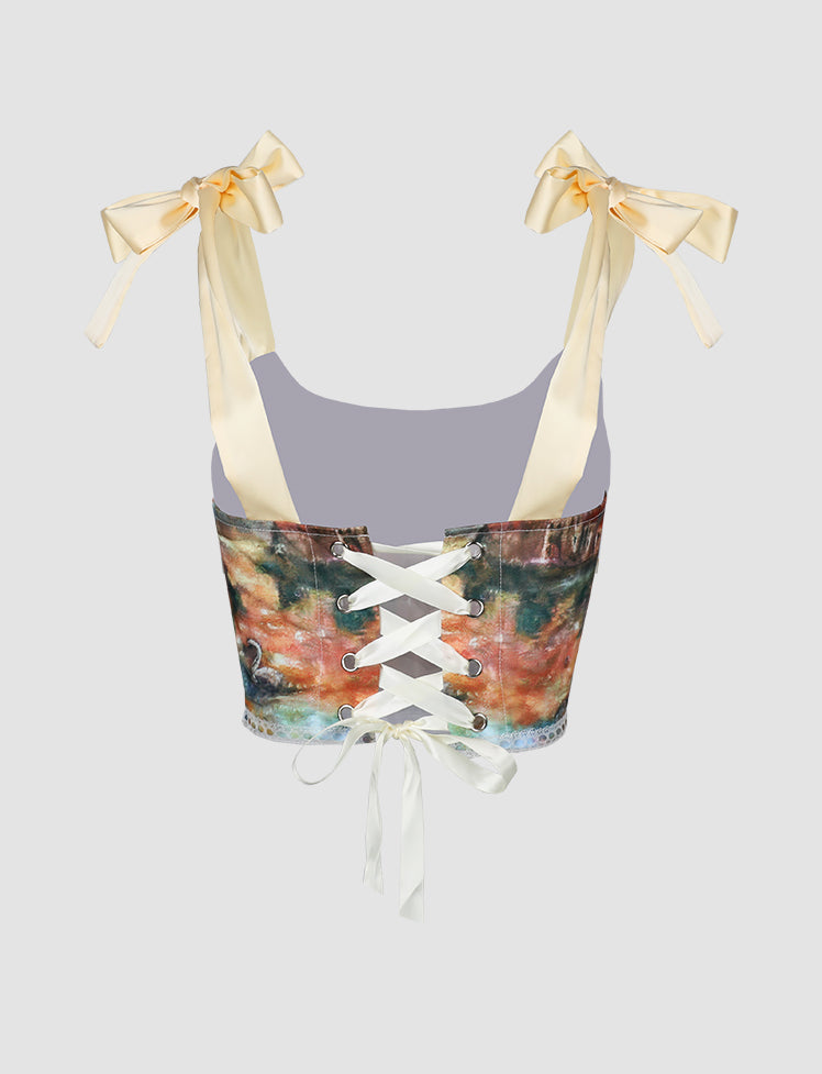 Yellow Romantic Oil Painting Print Cami Top