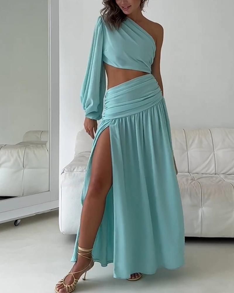 One Shoulder Waist Cutout Dress