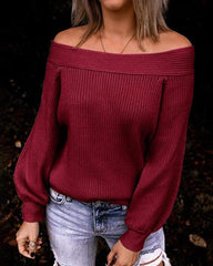 One Shoulder Solid Color Sweater