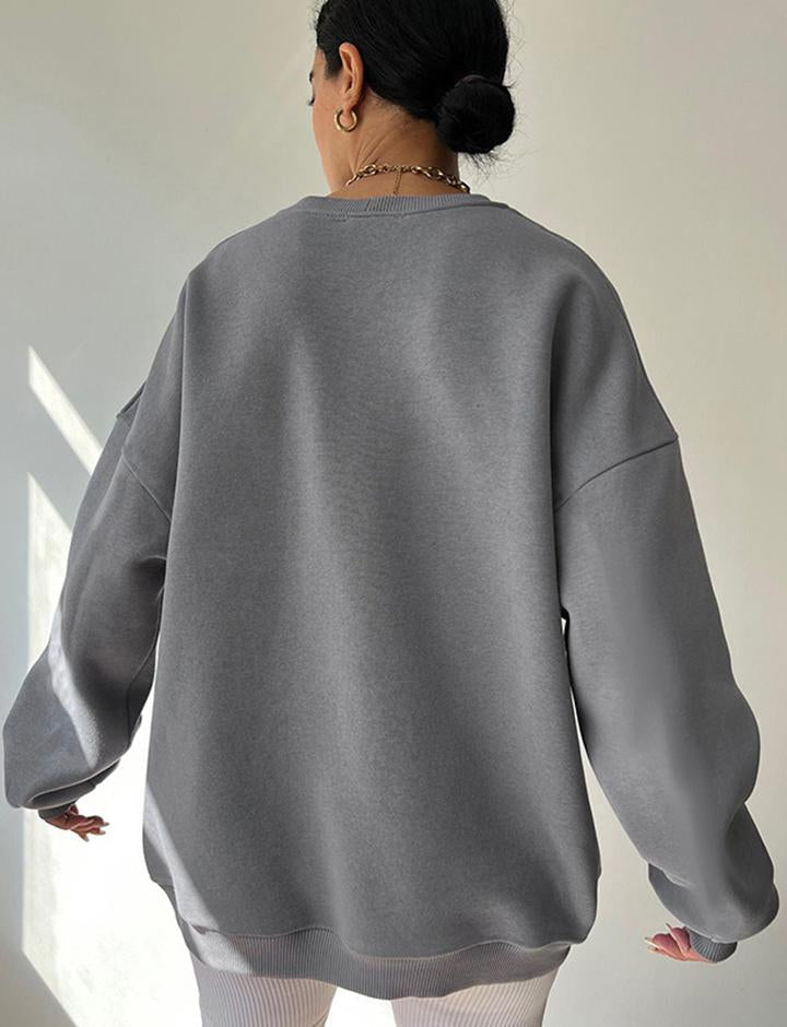 Women's Solid Color Loose Casual Sweatshirt