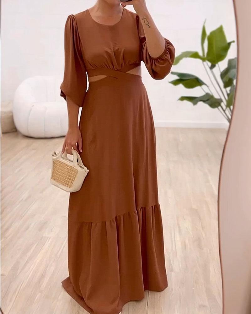 Waist Cutout Long Sleeve Dress