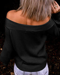 One Shoulder Solid Color Sweater