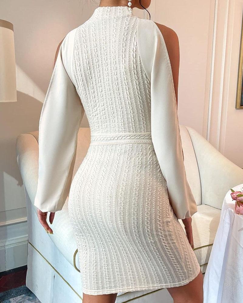 Off-Shoulder Bell Sleeve Knit Dress