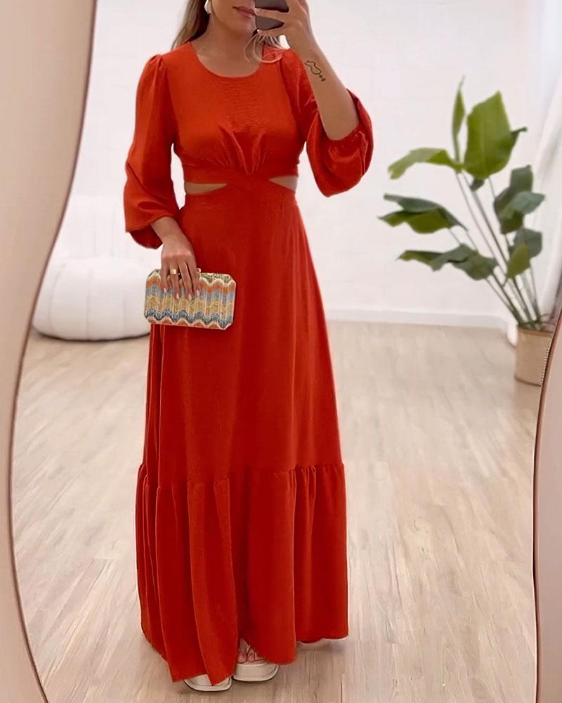 Waist Cutout Long Sleeve Dress