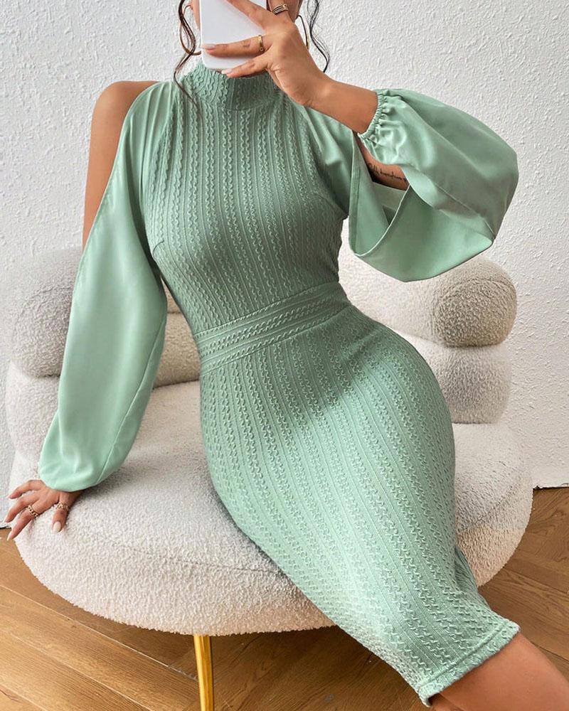 Off-Shoulder Bell Sleeve Knit Dress