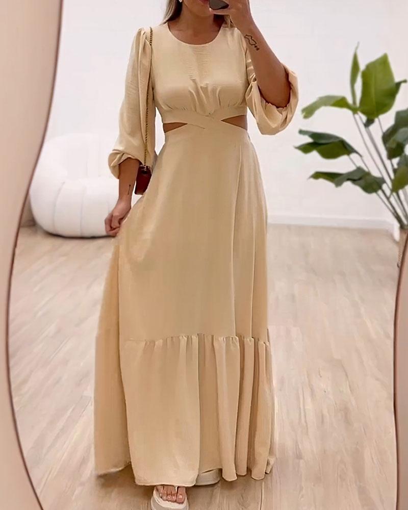 Waist Cutout Long Sleeve Dress