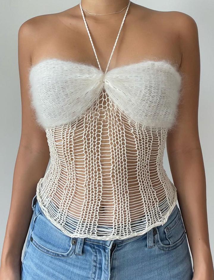 Wool Sheer Sexy Halter NeckCamisole