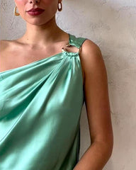 One Shoulder Satin Top