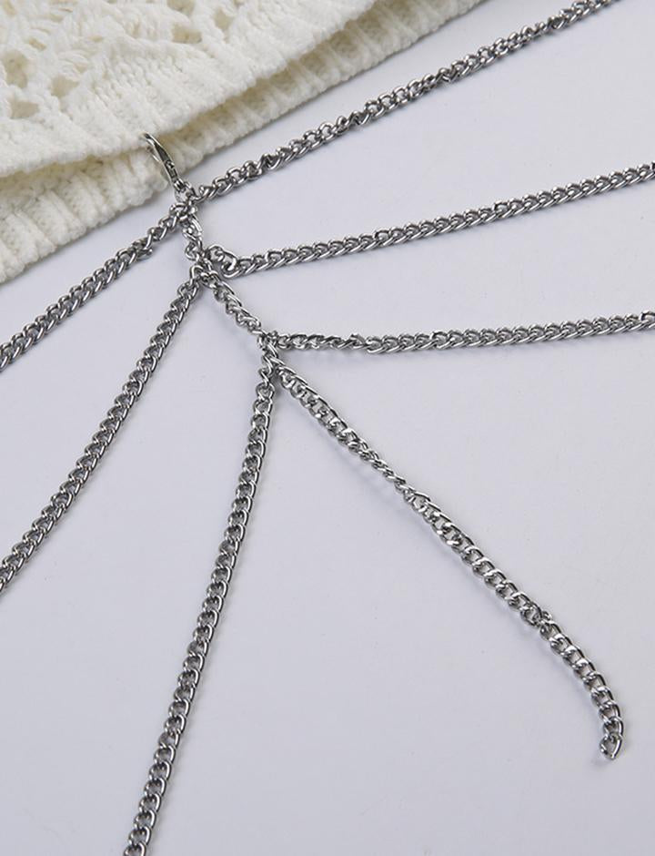 Y2K Hollow Spider Web Wool V-neck V-neck Metal Chain Vest