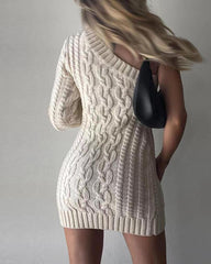 One Shoulder Woolen Dress