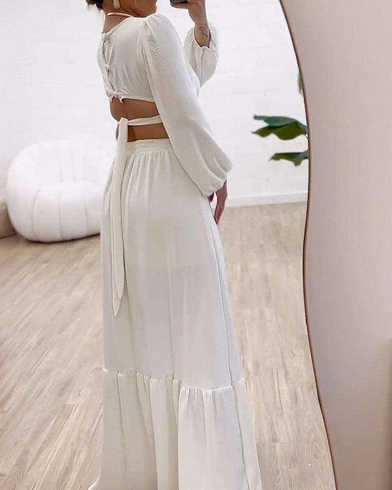 Waist Cutout Long Sleeve Dress