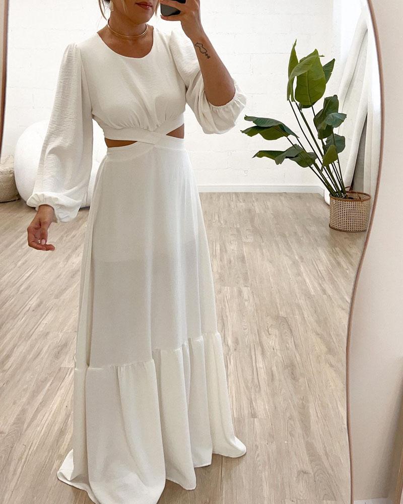 Waist Cutout Long Sleeve Dress