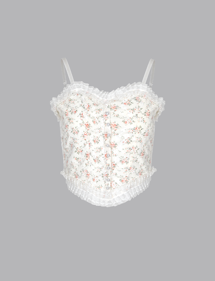 White Romantic Summer Going Out Floral Lace Crop Cami Top